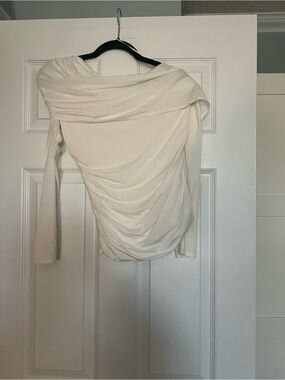 Abercrombie & Fitch Off-White Draped Long Sleeve Top